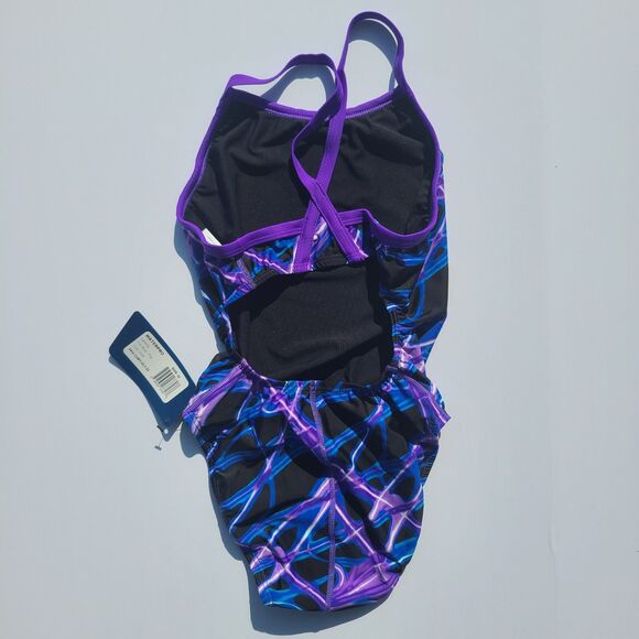 Waterpro Lightning Thin Strap Violet Purple One Piece Swimsuit Size 32 - Picture 2 of 5